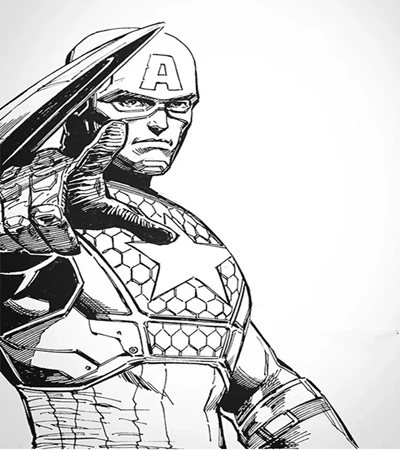 美国队长怎么画?详细的钢笔画步骤有几步?