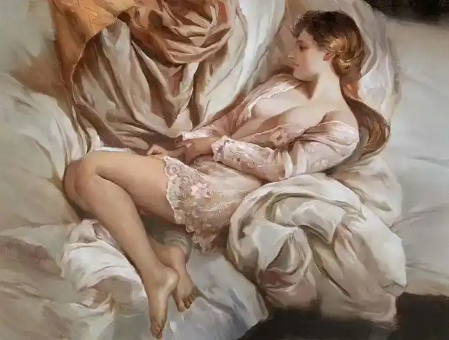 张嘉应擅长人体油画,民族少女油画,中国古典人物美女画创作.