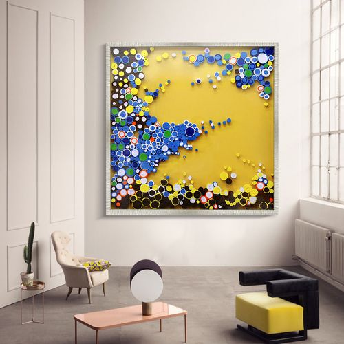 立体实物画五彩斑斓手工纤维艺术装置画软装设计师配画样板房挂画
