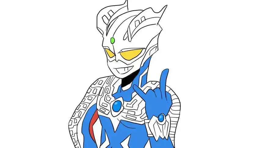 开心的赛罗奥特曼儿童卡通简笔画