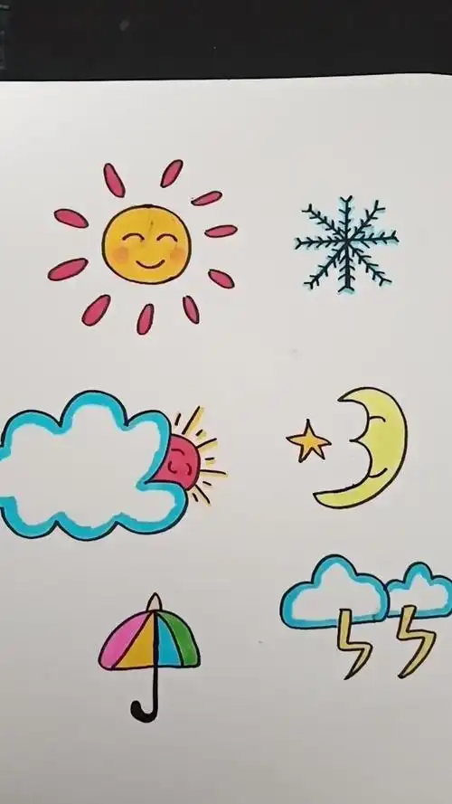 超好画的简笔画12345变身天气图标快来看看吧