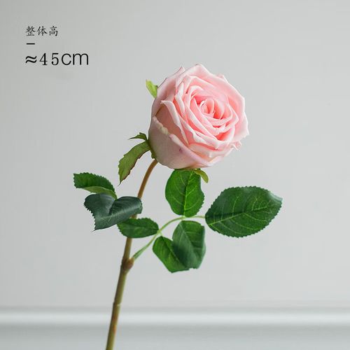 卡诺奇鲜花布粉白玫瑰逼真粉色保湿手感玫瑰花仿真花客厅假花插花 浅