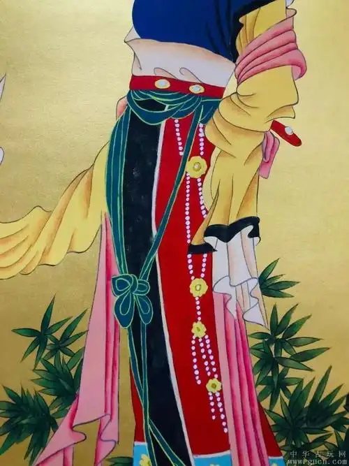 张大千金纸仕女图一幅纸本立轴包手绘实物拍摄收藏佳品f