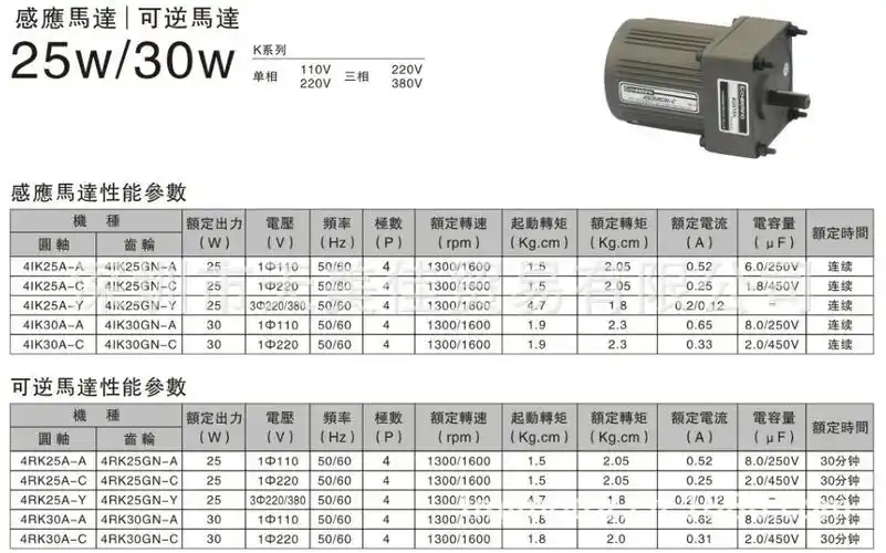 25w定速电机 齿轮减速机 微型马达 减速电机 4ik25gn-c