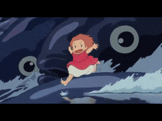 波妞冲破重重阻碍,在风浪里飞奔的勇气;《悬崖上的金鱼公主》里,为了