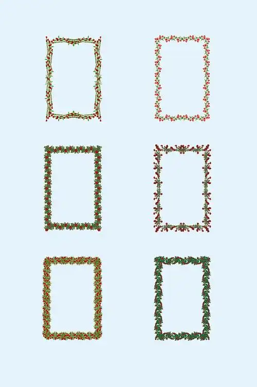 矢量方形花草花边边框