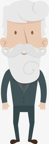 卡通白发男人png素材图