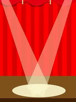 手绘卡通舞台红色幕布矢量背景
