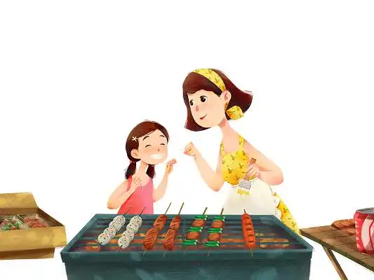 的场景小孩儿童春游郊游春天踏青一家人游玩秋天插画卡通黄色立秋秋天