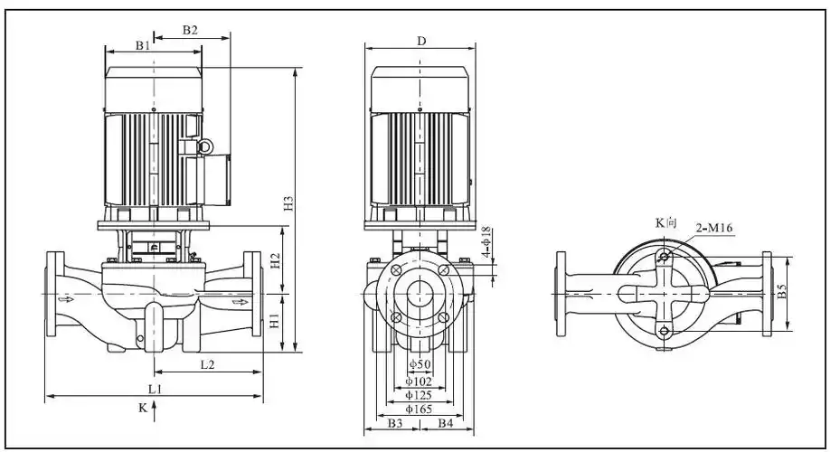 南方泵业 td50-28/2 管道循环泵 空调循环水泵 (配不锈钢叶轮)