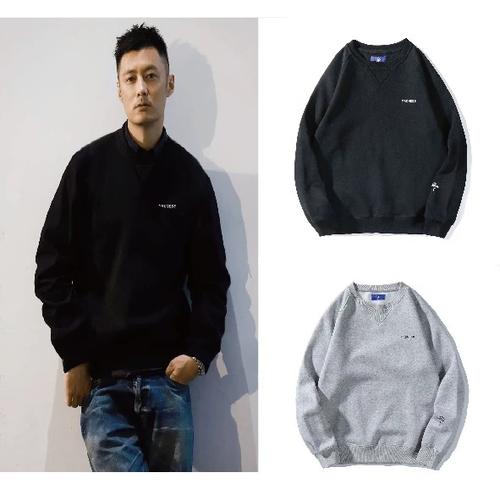 卫衣男余文乐ins同款港风潮流纯棉打底长袖加绒保暖圆领套头上衣