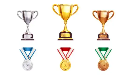 金银铜奖杯奖牌矢量素材(eps/png)