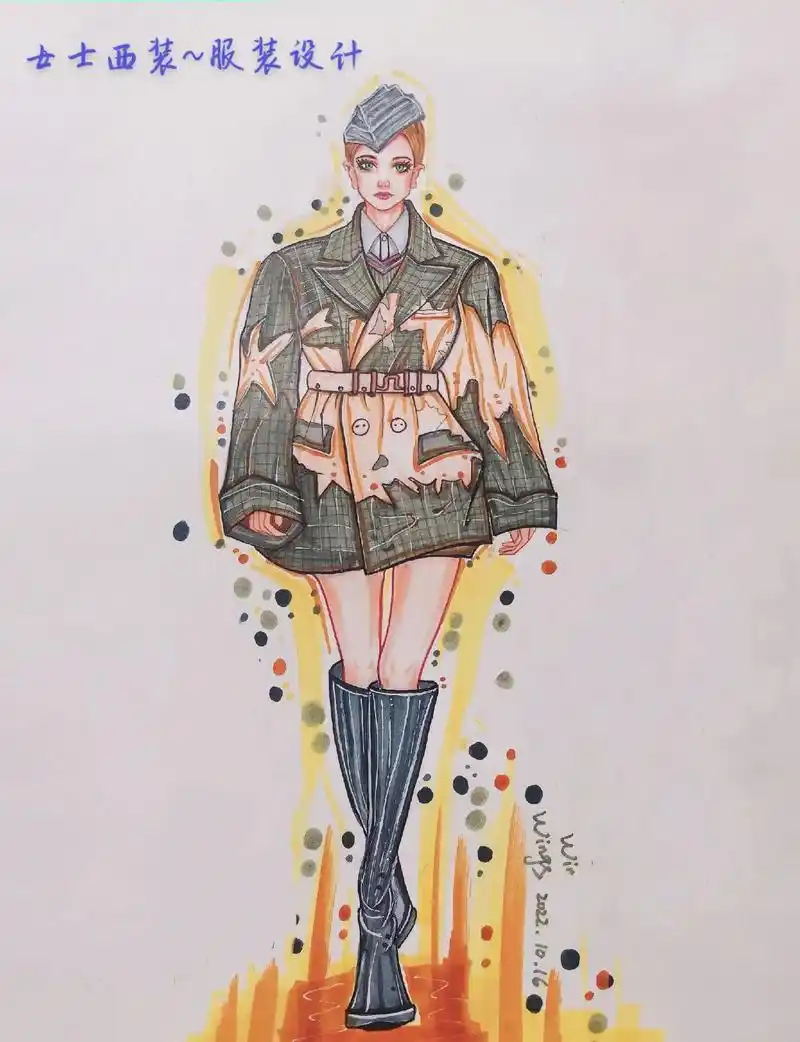 艺术 #绘画 #服装设计 #人物肖像 #绘画过程  :女士 - 抖音