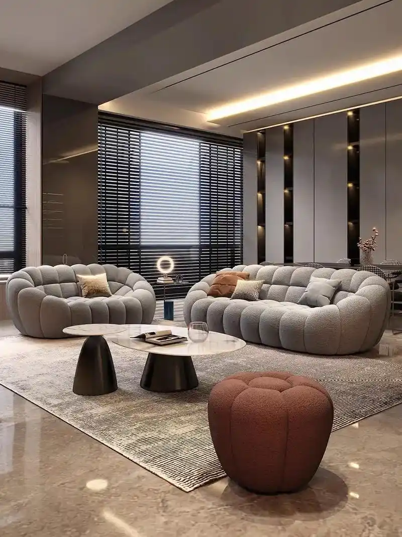 半圆形足球沙发环形组合布艺轻奢侘寂风现代.