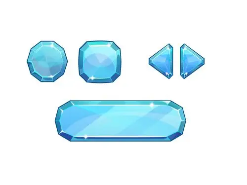 蓝色卡通水晶按钮临摹