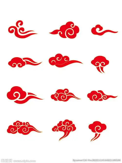 古典传统矢量红色祥云图案