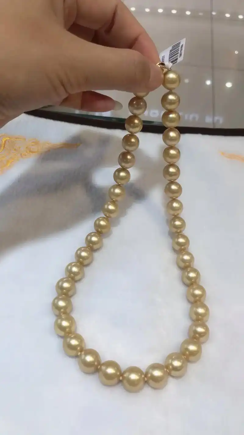 南洋金珠 海水珍珠项链 g14k金扣子 10.2-12mm  - 抖音