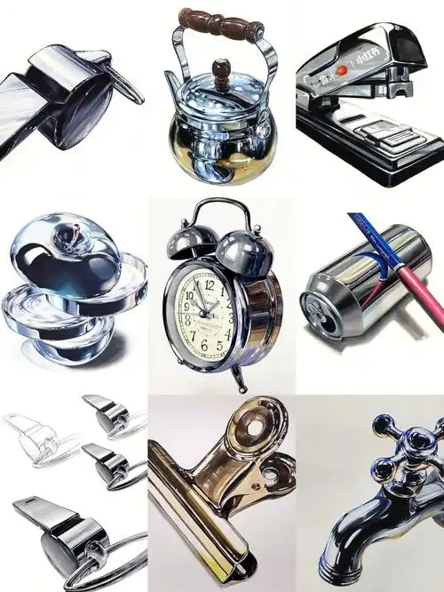 马克笔单体练习金属质感