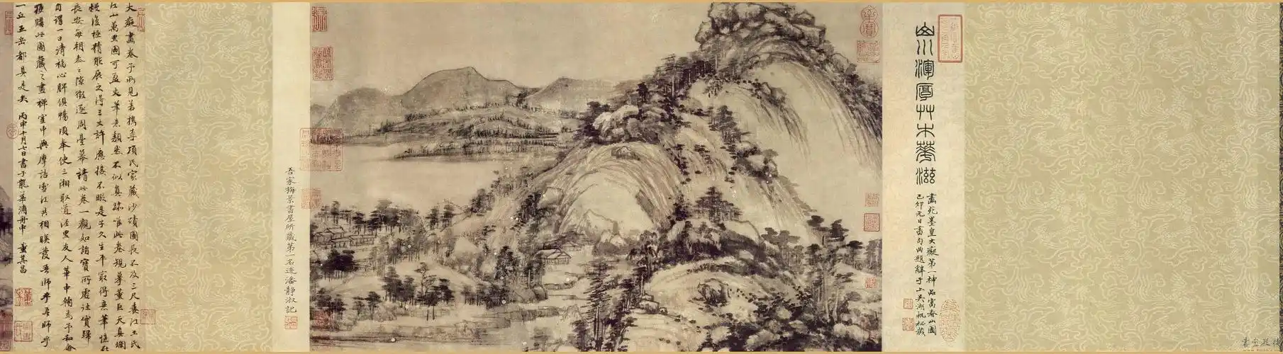 点击查看高清大图 - 元黄公望《富春山居图》长卷 - 伴月轩主 - 伴月