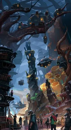 赛博朋克场景概念插画