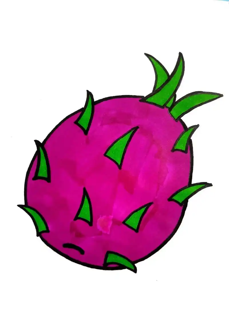 火龙果儿童简笔画,三分钟即可完成超简单.火龙果儿童简笔画,三 - 抖音