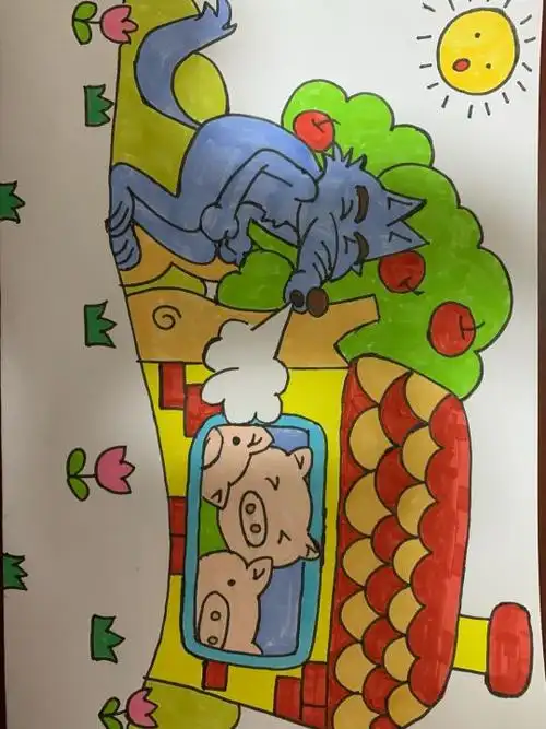 三只小猪简笔画_小红书