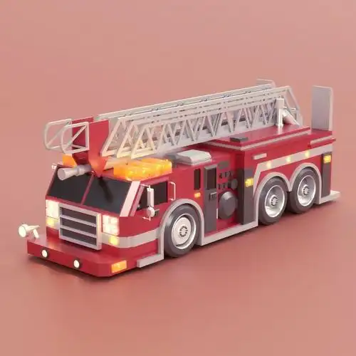 低聚消防车3d模型