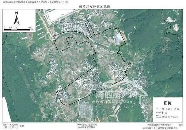 闽侯县新能源整车厂片区涉及青口镇的东台村,共1个镇1个村;范围面积