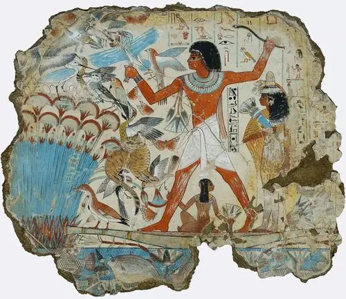 描绘古埃及高官吸猫生活的壁画