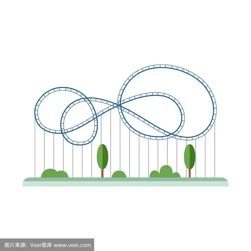 蓝色的环形轨道的卡通过山车