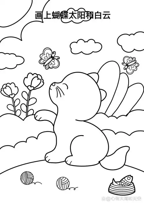 花园里的小猫咪简笔画 儿童简笔画小猫咪 教你画可爱的猫咪