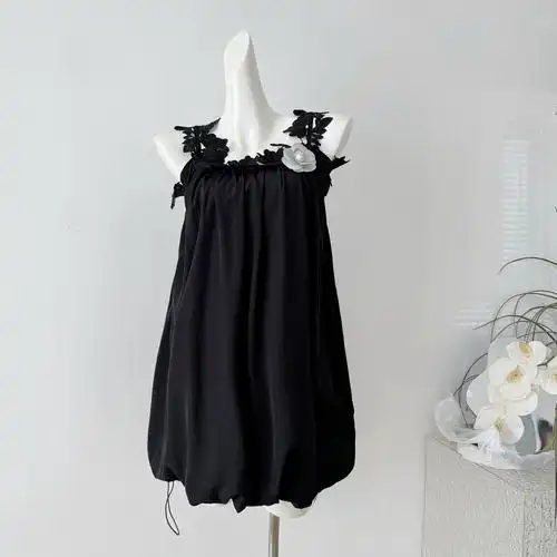 15/20pm繁花浮世绘 花边拼接下摆可调节花苞连衣裙 - 17网