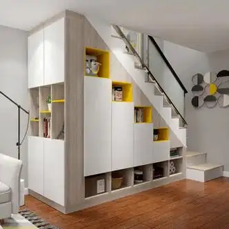 长慧定制实木楼梯柜阁楼鞋柜复式设计楼梯柜多功能收纳家用储物柜定做