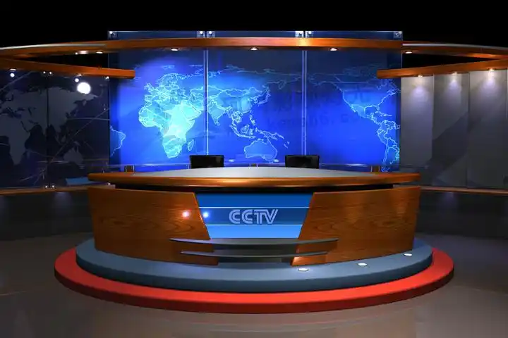 新闻演播桌km-206(可坐1-2人) 颜色/尺寸可定制 适用范围  广播电视台