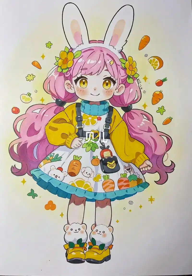 马克笔动漫.马克笔动漫女孩可爱的软萌小女孩 #q版动漫人物 - 抖音