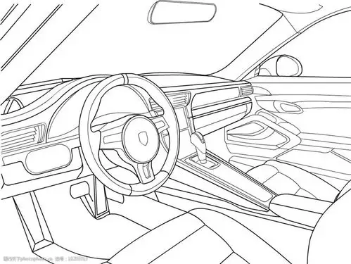 矢量汽车内饰线稿图片