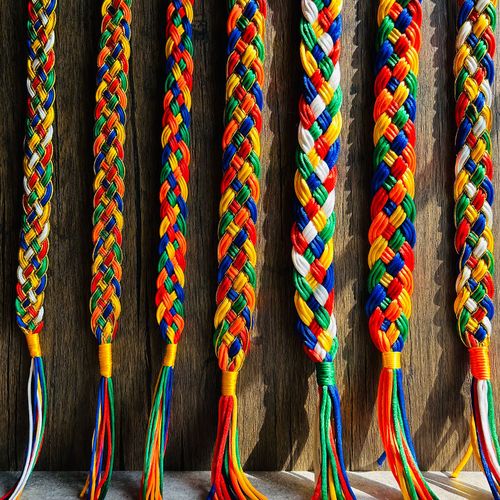 西藏式五色绳哈达金刚结车挂藏族五彩平安吉祥结手工编织挂件饰品