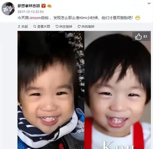 大儿子kimi继承了爸爸林志颖那标志性的高挺鼻梁和明亮大眼,英俊甜美
