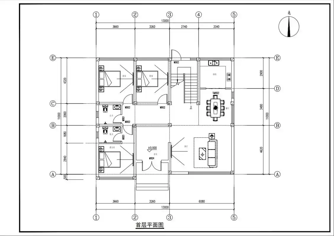 户型平面图(13×11)面宽13米,进深11米.三套户型平面 - 抖音