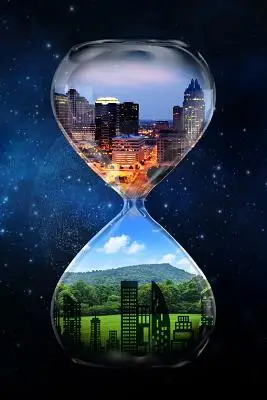 地球熄灯一小时环保公益创意蓝色背景炫光海报