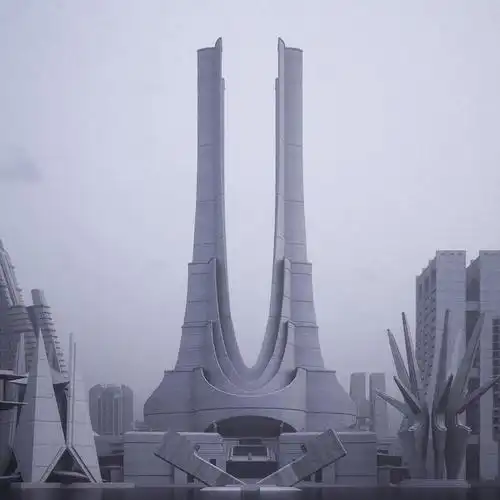 未来科幻电影城市混凝土玻璃建筑3d模型设计素材 kitbash3d –