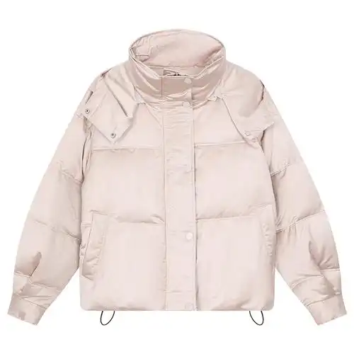 superbox休闲羽绒服女2021冬季新品小个子短款羽绒外套连帽皮质感