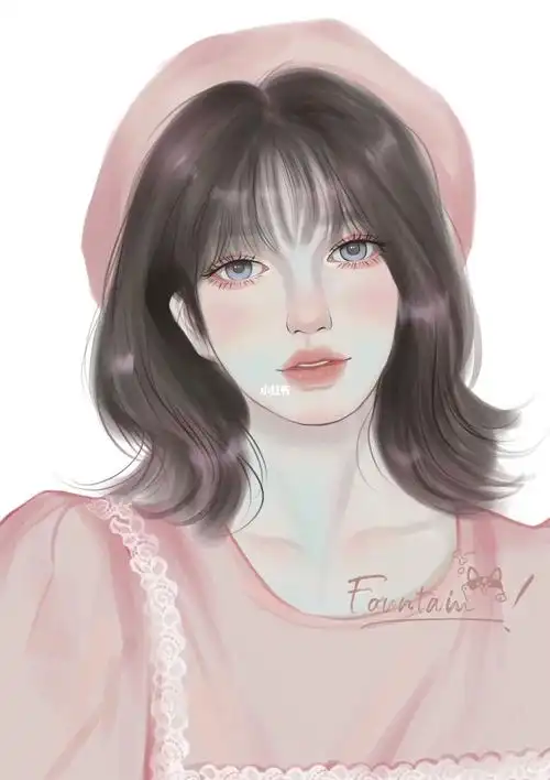 ipad手绘头像贝雷帽女孩