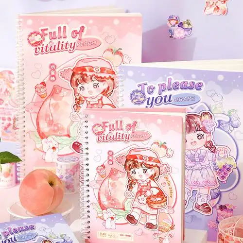 离型本双面闪闪果味a5活页线圈笔记本可爱少女人物手工diy手帐