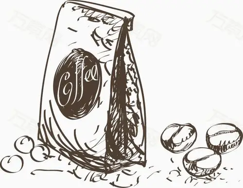 手绘咖啡豆线稿