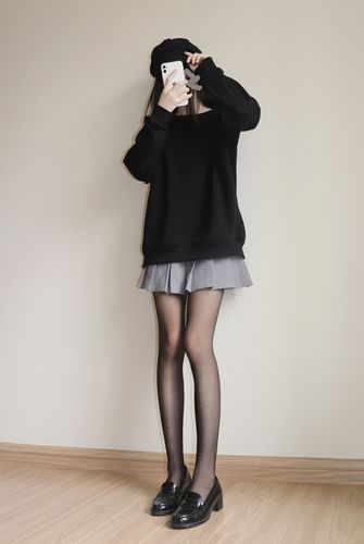 ay蹦迪性感高个子加长加大版学姐黑jk配黑连裤袜