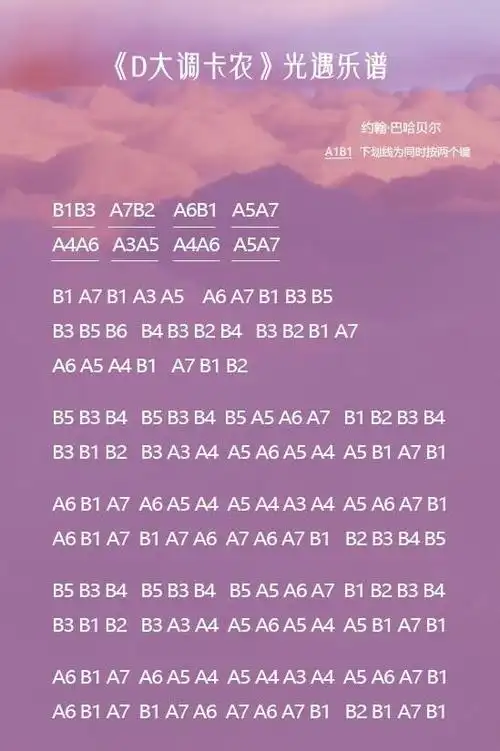 光遇d大调卡农乐谱