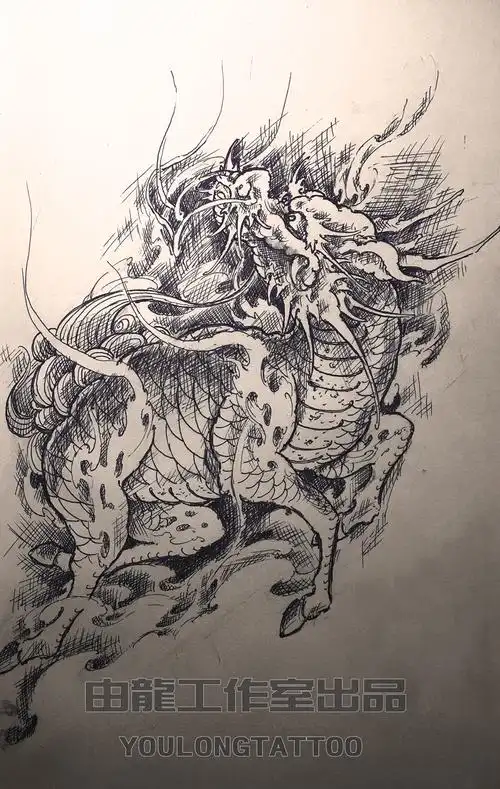 麒麟图麒麟手稿麒麟设计稿由龙作品