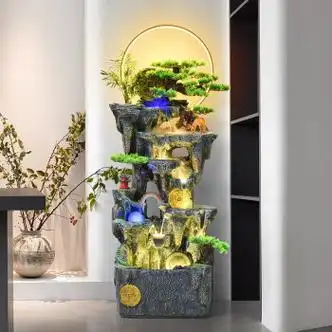璨匠大型客厅流水摆件循环水系办公室玄关落地假山景观乔迁开业礼品