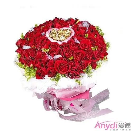 鲜花花束"倾城绝恋"支持当日送达,定期送达,加盟花店配送 昆明红玫瑰